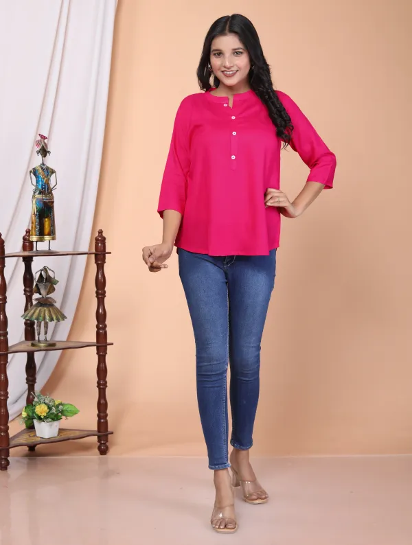 Pink_Viscose_Rayon_Solid_Regular_Top_For_Women