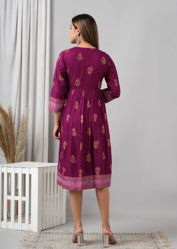 Beige_&_Purple_Viscose_Rayon_Self_Design_Casual_A-Line_Dress_For_Women