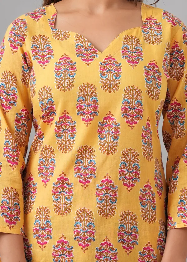 Yellow_Pure_Cotton_Printed_Regular_Kurta_&_Palazzo_Dupatta_Set_For_Women