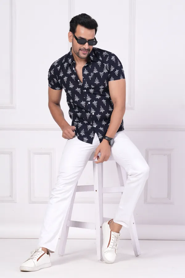 Black_Cotton_Rayon_Printed_Regular_Shirt_For_Men