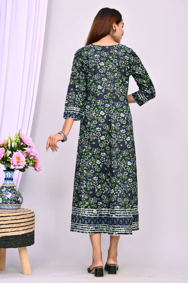 Green_Cotton_Blend_Printed_Regular_Kurti_For_Women