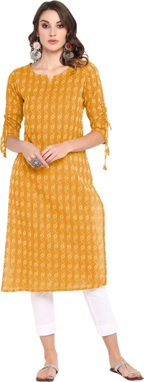 Yellow_&_Beige_Viscose_Rayon_Printed_Regular_Kurta_For_Women