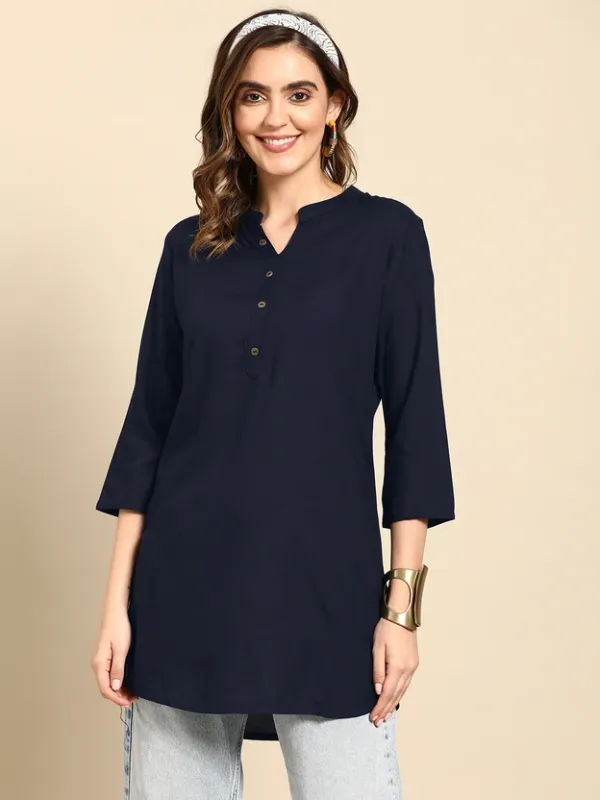 Blue_Cotton_Rayon_Self_Design_Regular_Top_For_Women