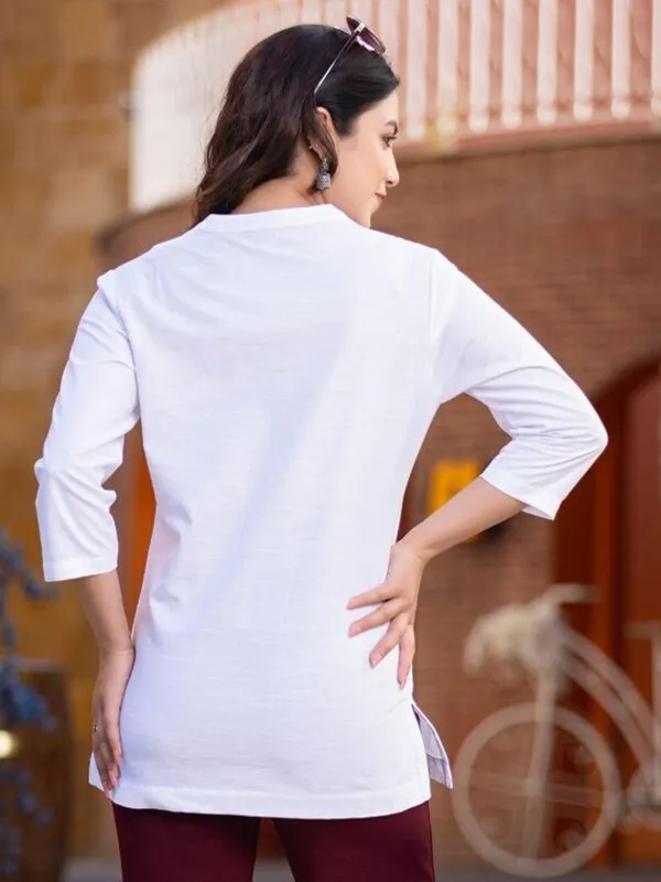 White_Cotton_Rayon_Self_Design_Regular_Top_For_Women