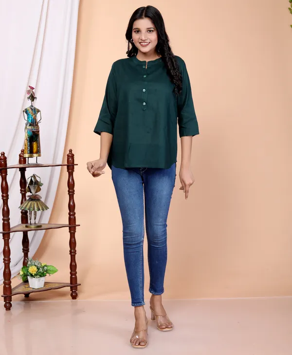 Green_Viscose_Rayon_Solid_Regular_Top_For_Women