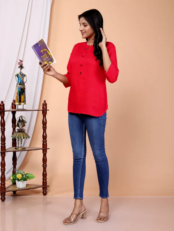 Red_Viscose_Rayon_Solid_Regular_Top_For_Women