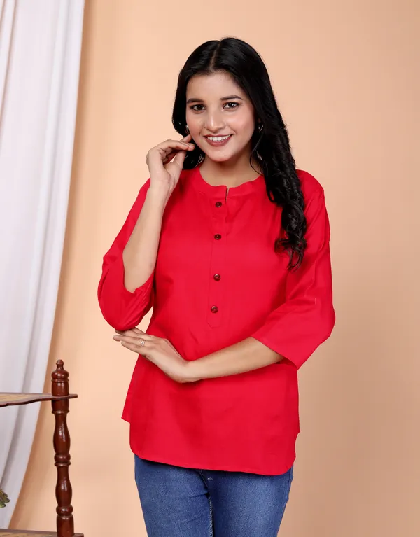Red_Viscose_Rayon_Solid_Regular_Top_For_Women