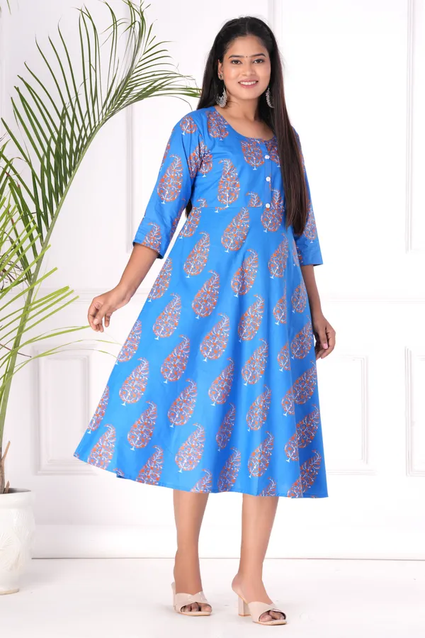 Blue_Pure_Cotton_Printed_Regular_Kurta_For_Women