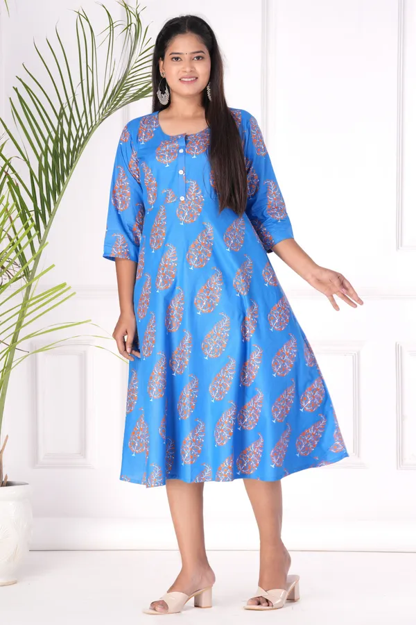 Blue_Pure_Cotton_Printed_Regular_Kurta_For_Women