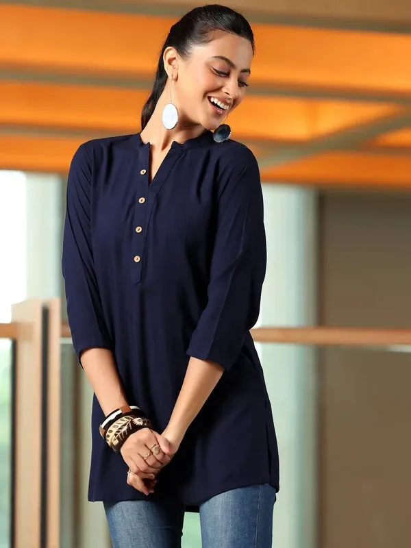 Blue_Cotton_Rayon_Self_Design_Regular_Top_For_Women