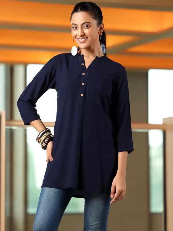 Blue_Cotton_Rayon_Self_Design_Regular_Top_For_Women