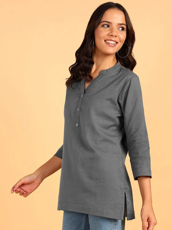 Grey_Cotton_Rayon_Self_Design_Top_For_Women