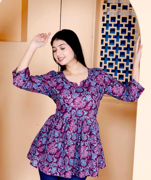 Multicolor_Pure_Cotton_Printed_Regular_Top_For_Women