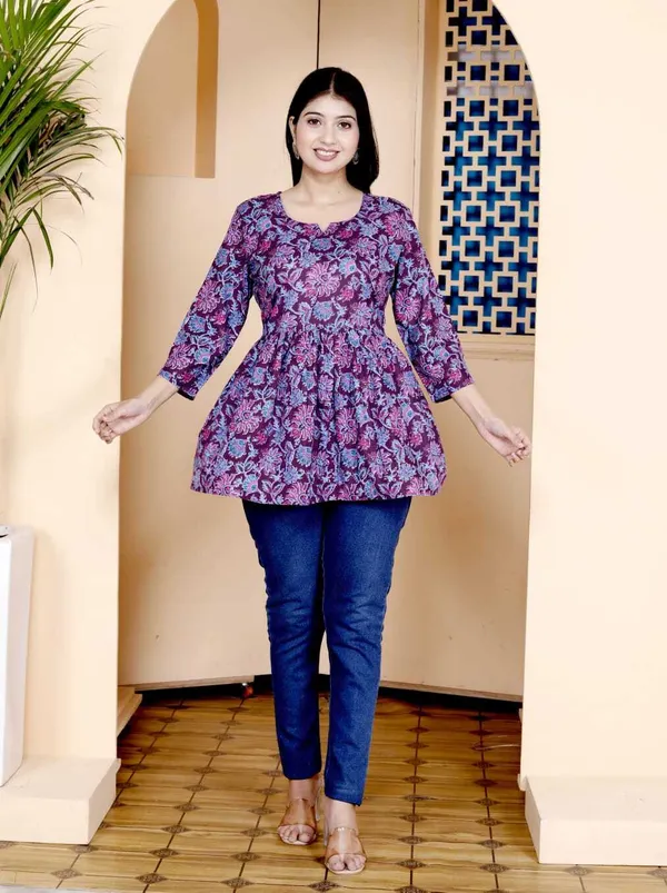 Multicolor_Pure_Cotton_Printed_Regular_Top_For_Women