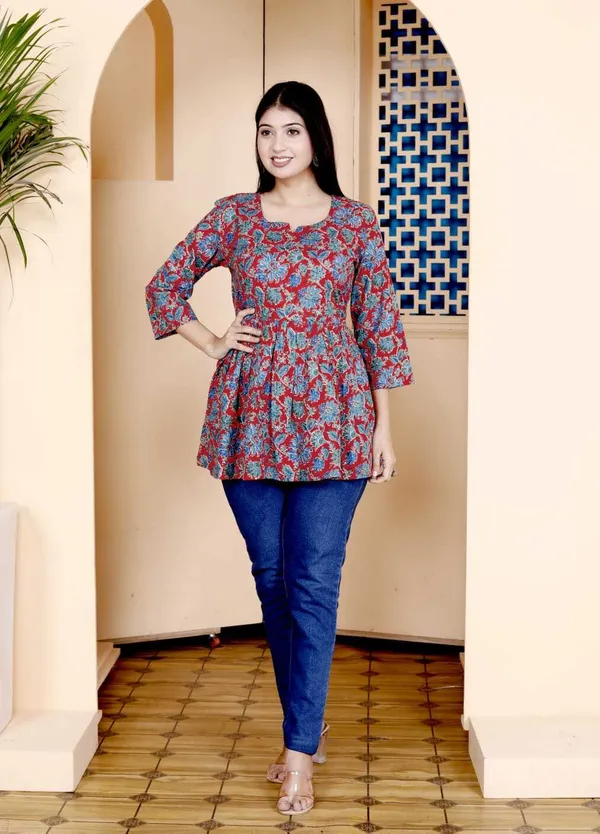 Multicolor_Pure_Cotton_Printed_Regular_Top_For_Women