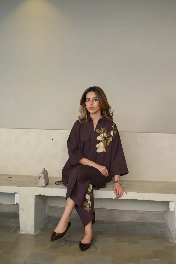 Deep_Plum_Linen_Cotton_Daily_Elegance_Minimal_Floral_Co-Ord_Set_For_Women