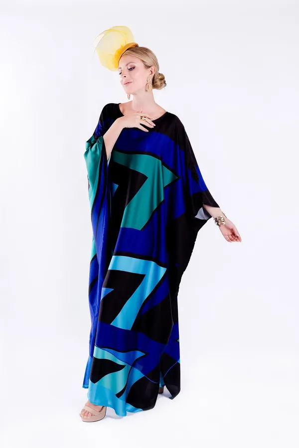 Bold_Abstract_Print_Kaftan_in_Blue_&_Black_Dress_For_Women_
