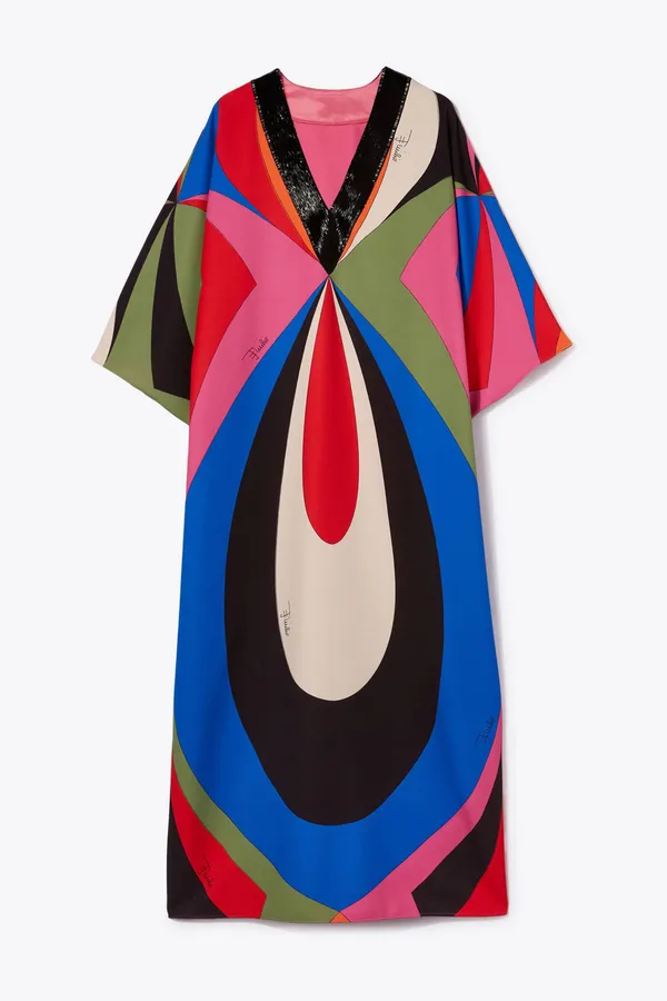 Bold_Multicolor_Abstract_V-Neck_Kaftan_Dress