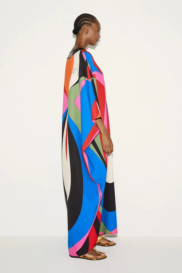 Bold_Multicolor_Abstract_V-Neck_Kaftan_Dress