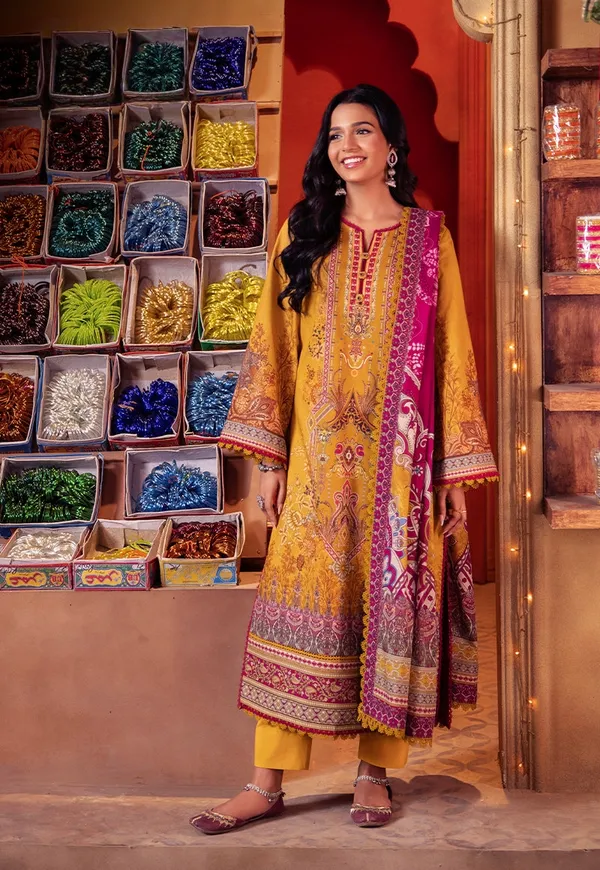 Mustard_Yellow_Ethnic_Lawn_Suit_With_Printed_Dupatta_For_Women