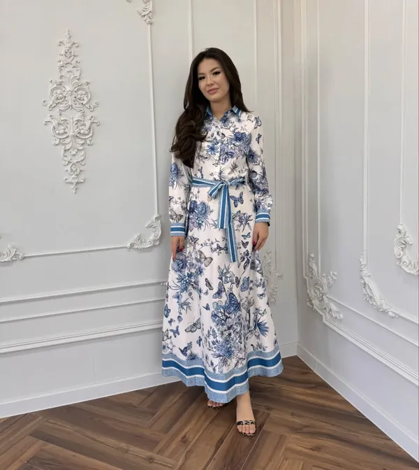 Elegant_White_&_Blue_Printed_Maxi_Dress_with_Waist_Tie