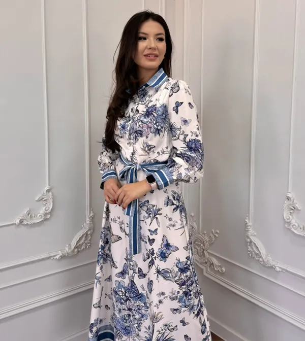 Elegant_White_&_Blue_Printed_Maxi_Dress_with_Waist_Tie