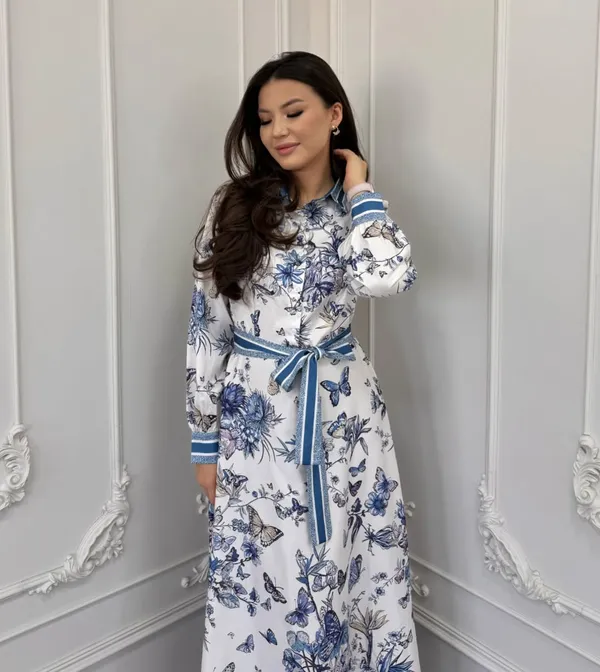 Elegant_White_&_Blue_Printed_Maxi_Dress_with_Waist_Tie
