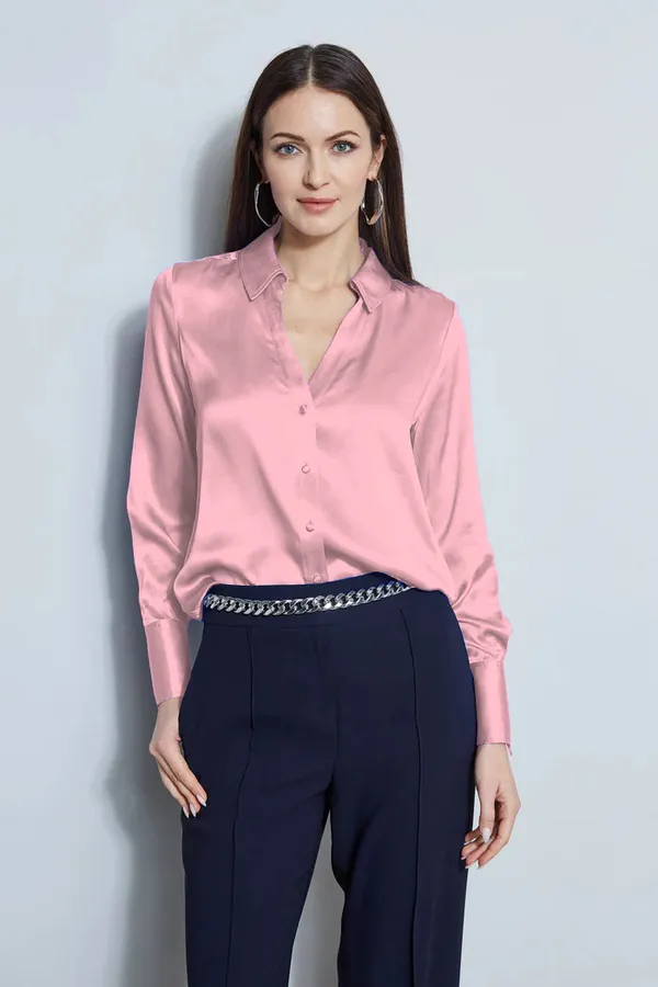 Fandaro_Women’s_Peach_Satin_Shirt_–_Elegant_Glossy_Button-Down_Long_Sleeve_Top