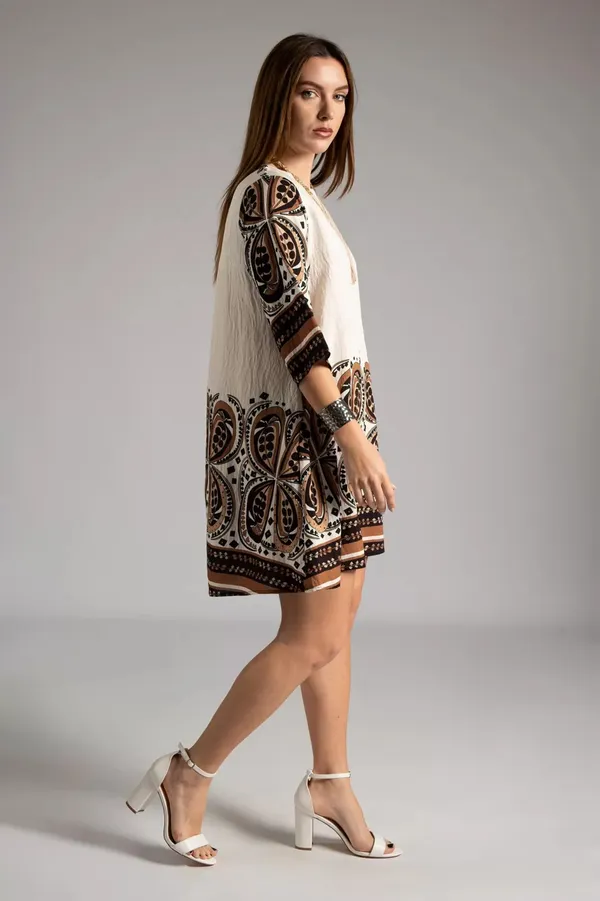 Brown_&_Cream_Muslin_Ethnic_Motif_Flare_Dress_For_Women