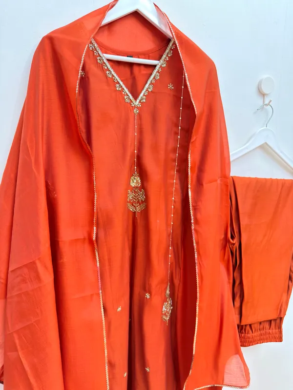 Orange_color_Handwork_Pure_Chanderi_3-Piece_Suit_Set