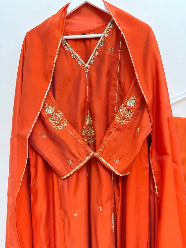 Orange_color_Handwork_Pure_Chanderi_3-Piece_Suit_Set