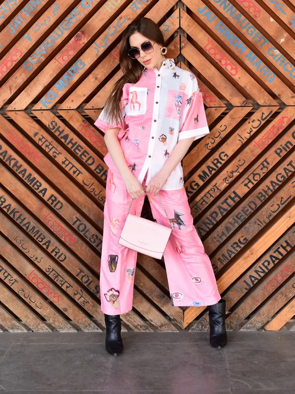 Playful_Motif_Print_Pink_Co-Ord_Set_with_Short_Sleeve_Shirt