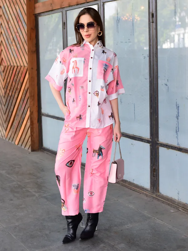 Playful_Motif_Print_Pink_Co-Ord_Set_with_Short_Sleeve_Shirt