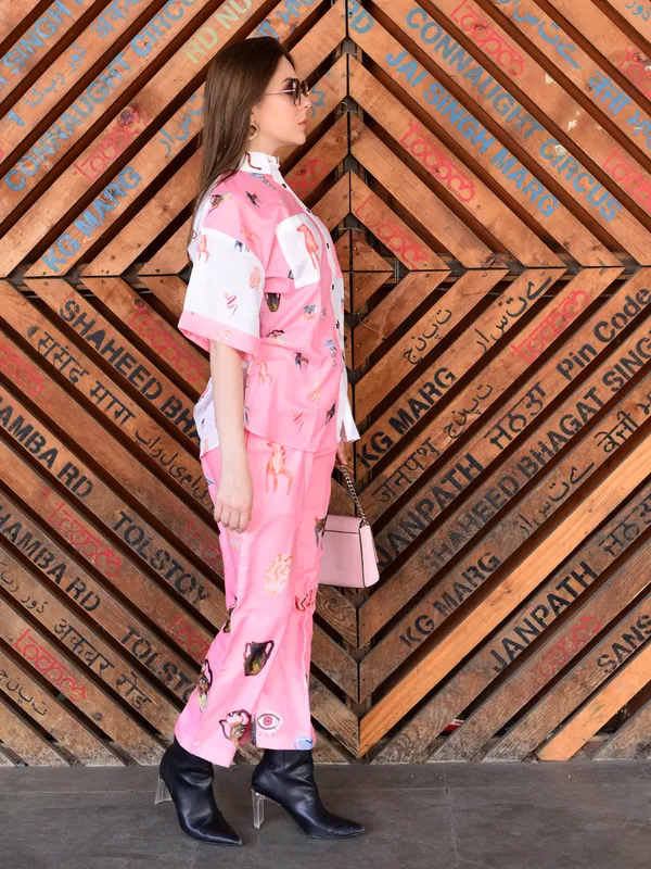 Playful_Motif_Print_Pink_Co-Ord_Set_with_Short_Sleeve_Shirt