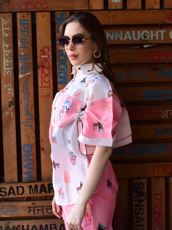 Playful_Motif_Print_Pink_Co-Ord_Set_with_Short_Sleeve_Shirt