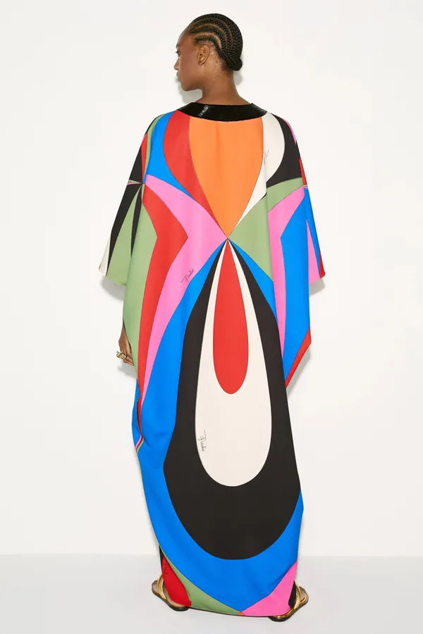 Bold_Multicolor_Abstract_V-Neck_Kaftan_Dress