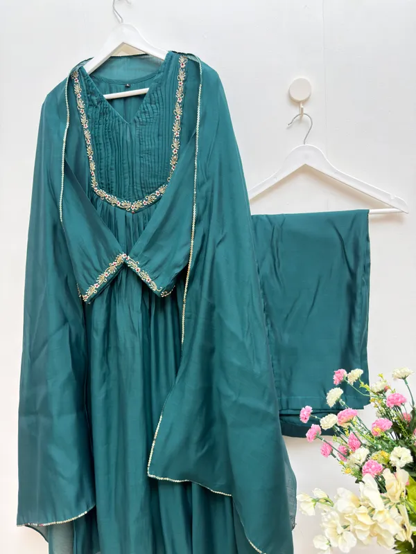 Premium_Festive_Wear_Teal_Blue_Mul_Chanderi_Handwork_Kurta_Pant_Dupatta_3_Piece_Set