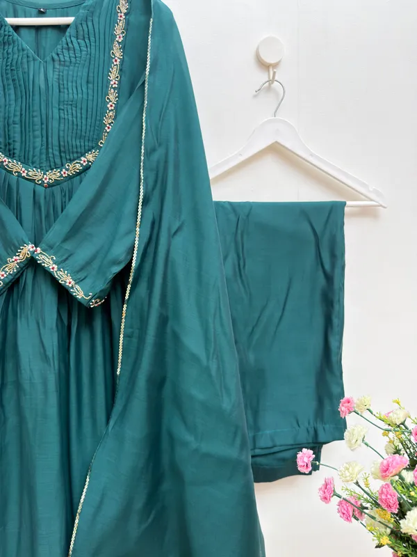 Premium_Festive_Wear_Teal_Blue_Mul_Chanderi_Handwork_Kurta_Pant_Dupatta_3_Piece_Set