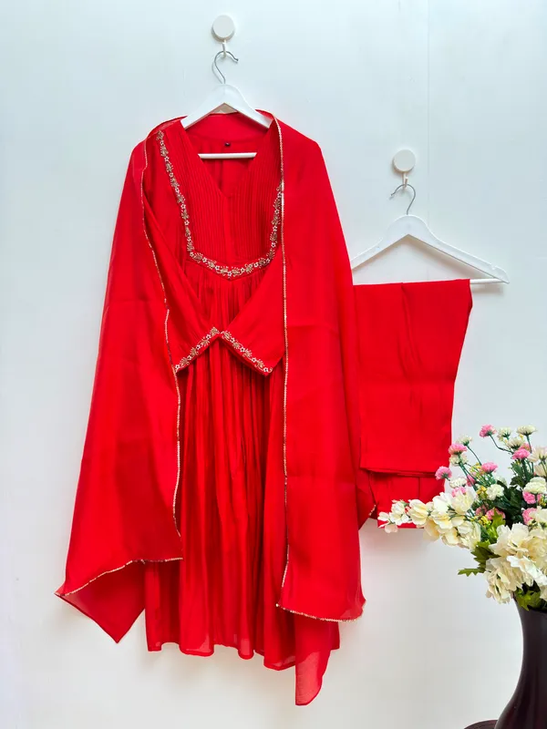 Red_Mul_Chanderi_Suit_Set_with_Traditional_Handwork_Detailing_and_Matching_Dupatta