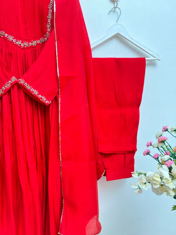 Red_Mul_Chanderi_Suit_Set_with_Traditional_Handwork_Detailing_and_Matching_Dupatta