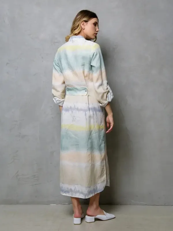 Tie-Dye_Linen_Printed_Long_Shirt_Dress_For_Women