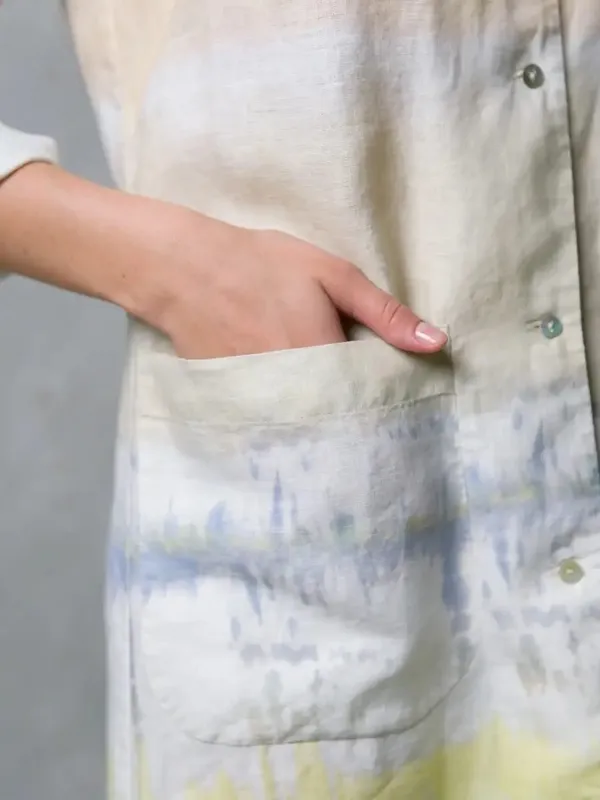 Tie-Dye_Linen_Printed_Long_Shirt_Dress_For_Women