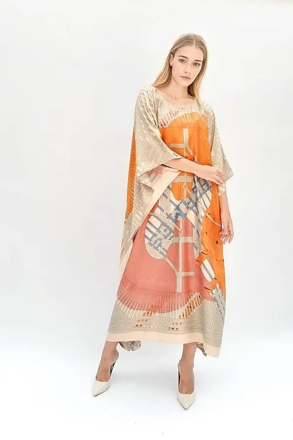 Women’s_Beige_&_Orange_Abstract_Print_Kaftan_Maxi_Dress_–_Elegant_Flowing_Fit