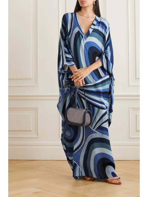 Women’s_Blue_Abstract_Print_Kaftan_Maxi_Dress_–_V-Neck_Elegant_Flowing_Fit