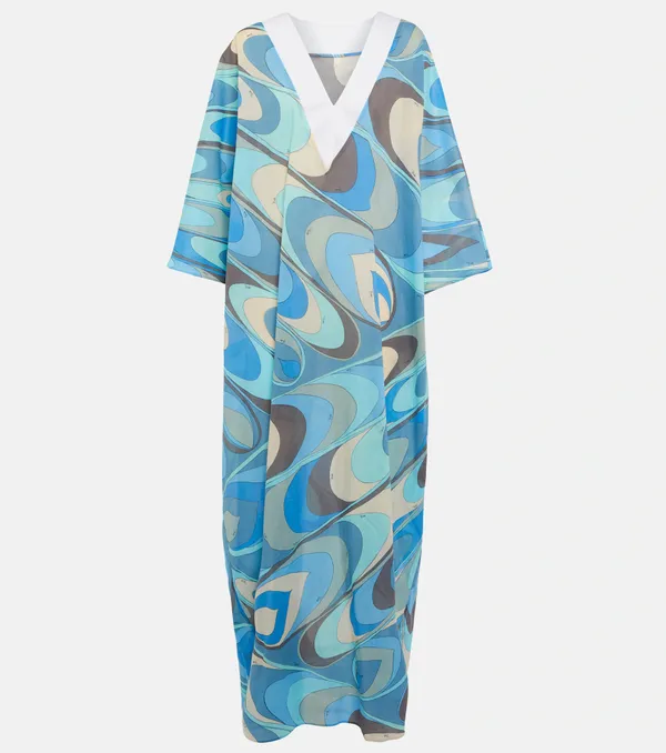 Women’s_Blue_Abstract_Print_Kaftan_Maxi_Dress_–_V-Neck_Flowing_Fit