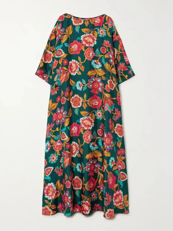 Women’s_Bottle_Green_Floral_Print_Kaftan_Maxi_Dress_–_Elegant_Loose_Fit