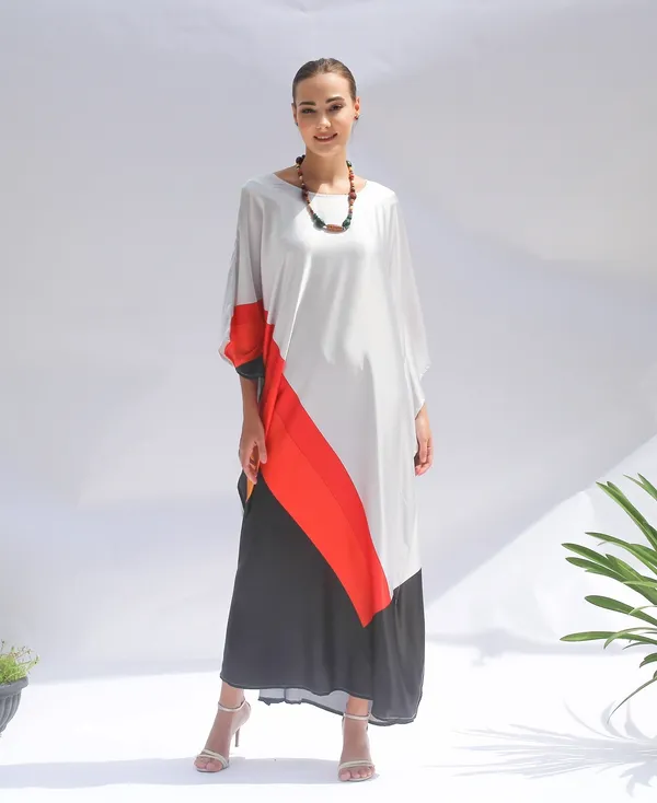 Women’s_White_Red_&_Black_Color_Block_Kaftan_Maxi_Dress_–_Elegant_Loose_Fit