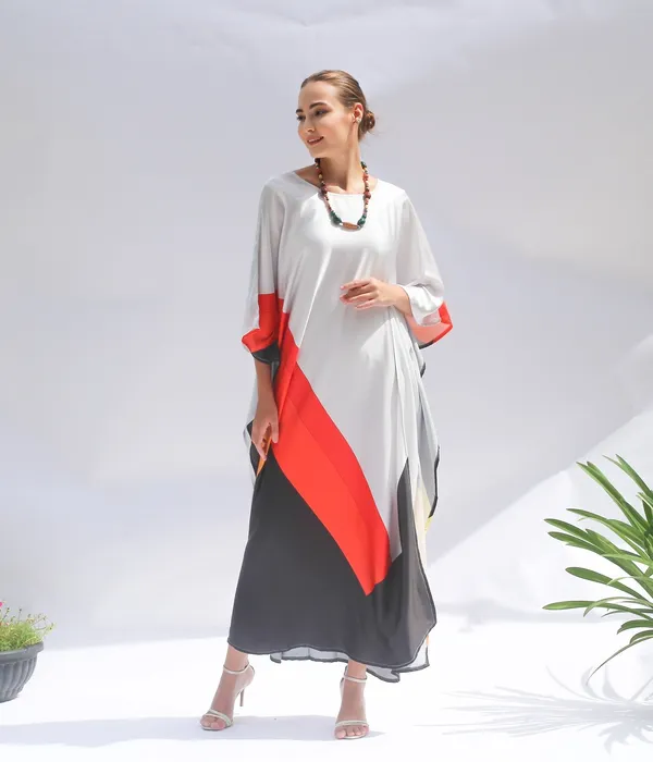 Women’s_White_Red_&_Black_Color_Block_Kaftan_Maxi_Dress_–_Elegant_Loose_Fit