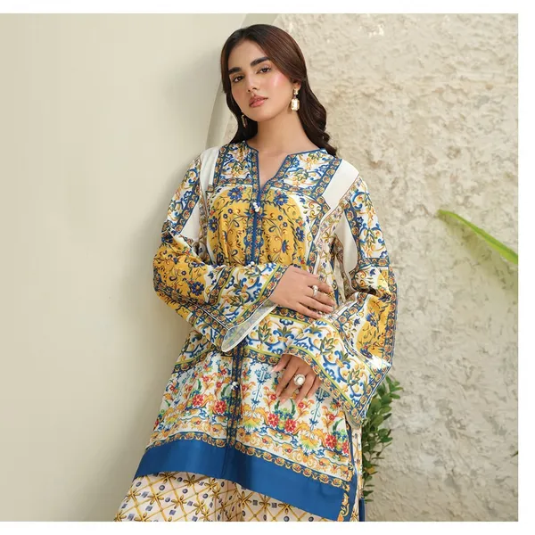 blue_&_yellow_ethnic_motif_printed_kurta_set_for_women