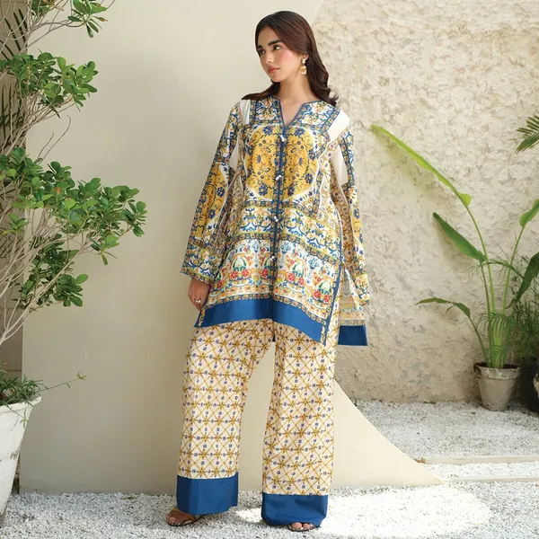 blue_&_yellow_ethnic_motif_printed_kurta_set_for_women